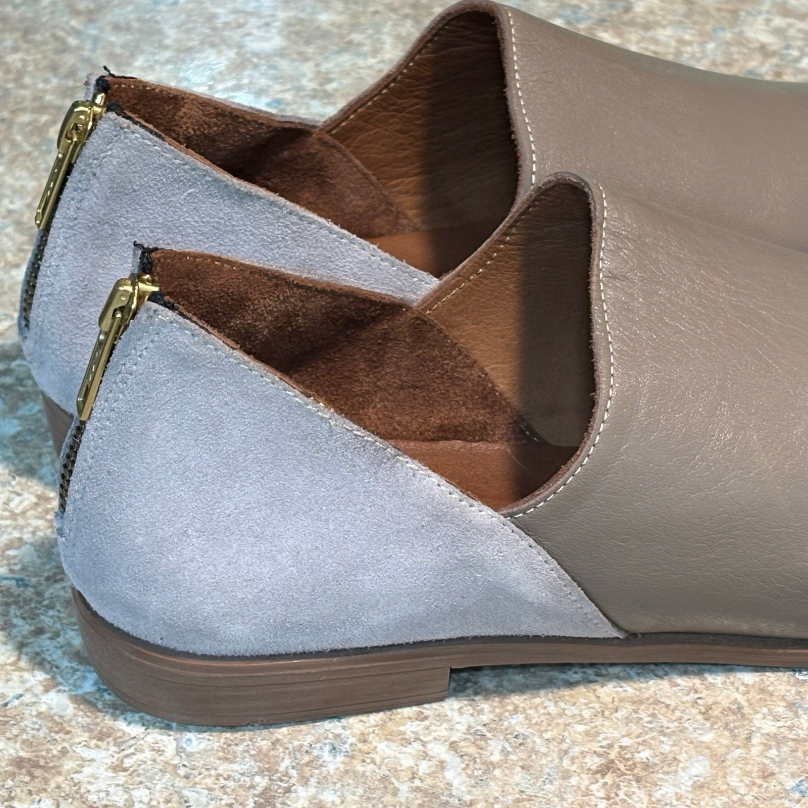 Bueno Beau Pointed Toe Loafer Slip on Leather Suede Gray Quiet Luxury Shoes 39