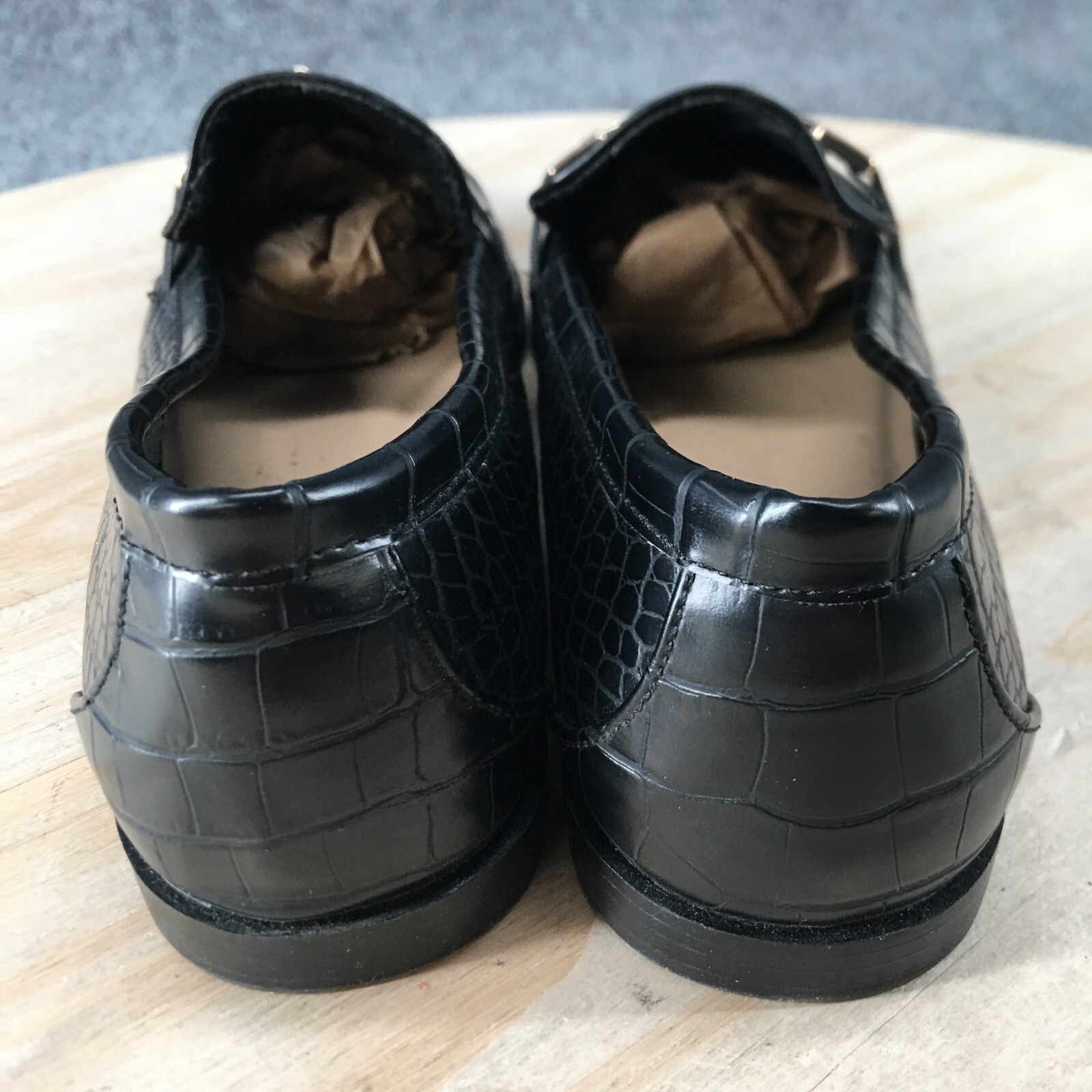H&M Shoes Womens 9 Bit Loafers Black Faux Leather Almond Toe Casual Comfort