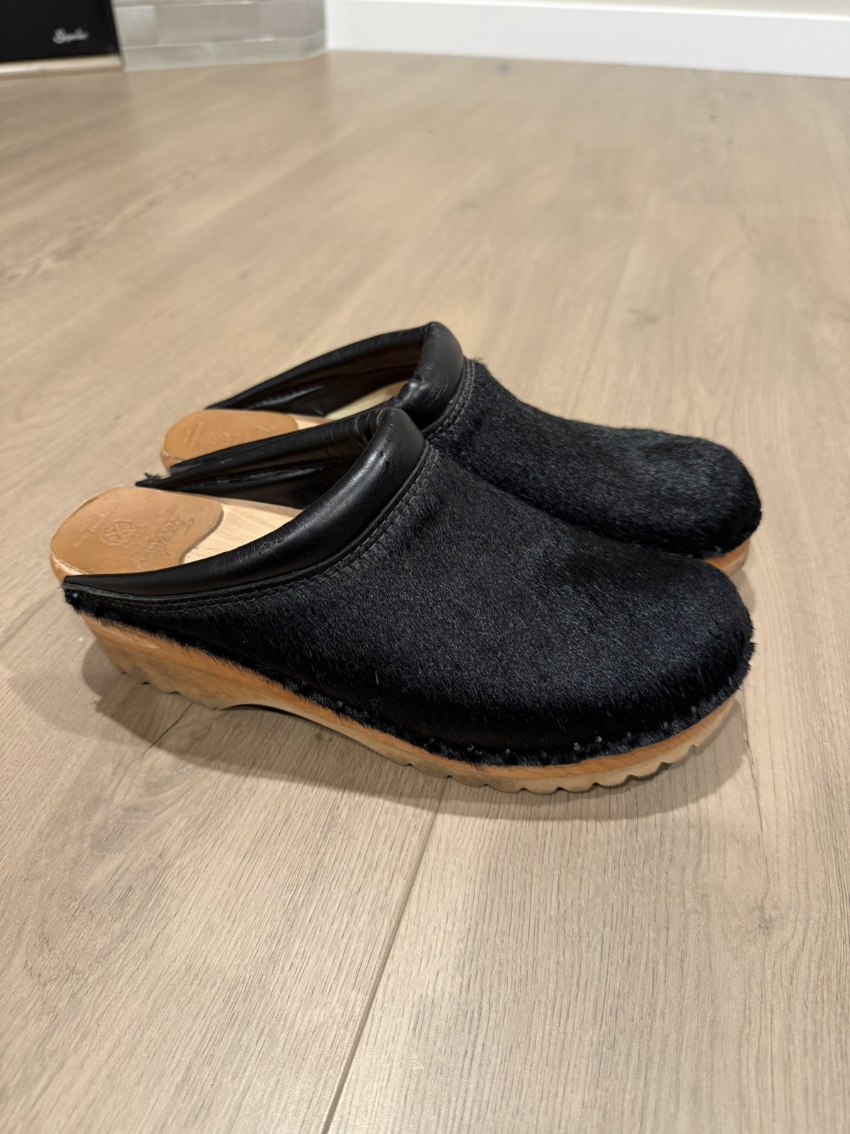 Troentorp clogs black pony hair Rembrandt Swedish Size 39 W9 M6