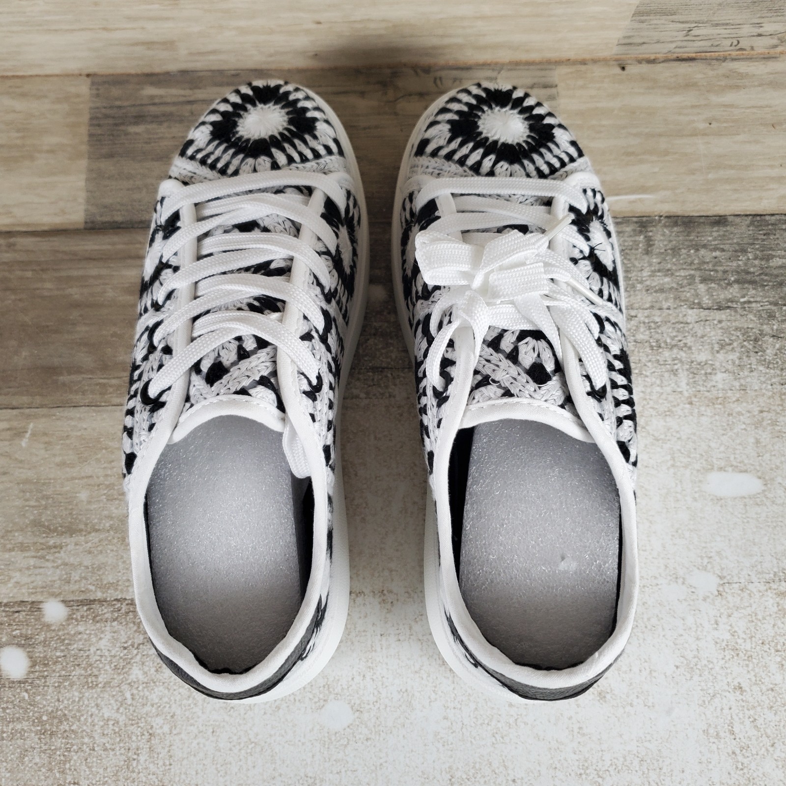 Dirty Laundry Recreation Womens Shoes Sz 6.5 Black White Multi Platform Sneakers