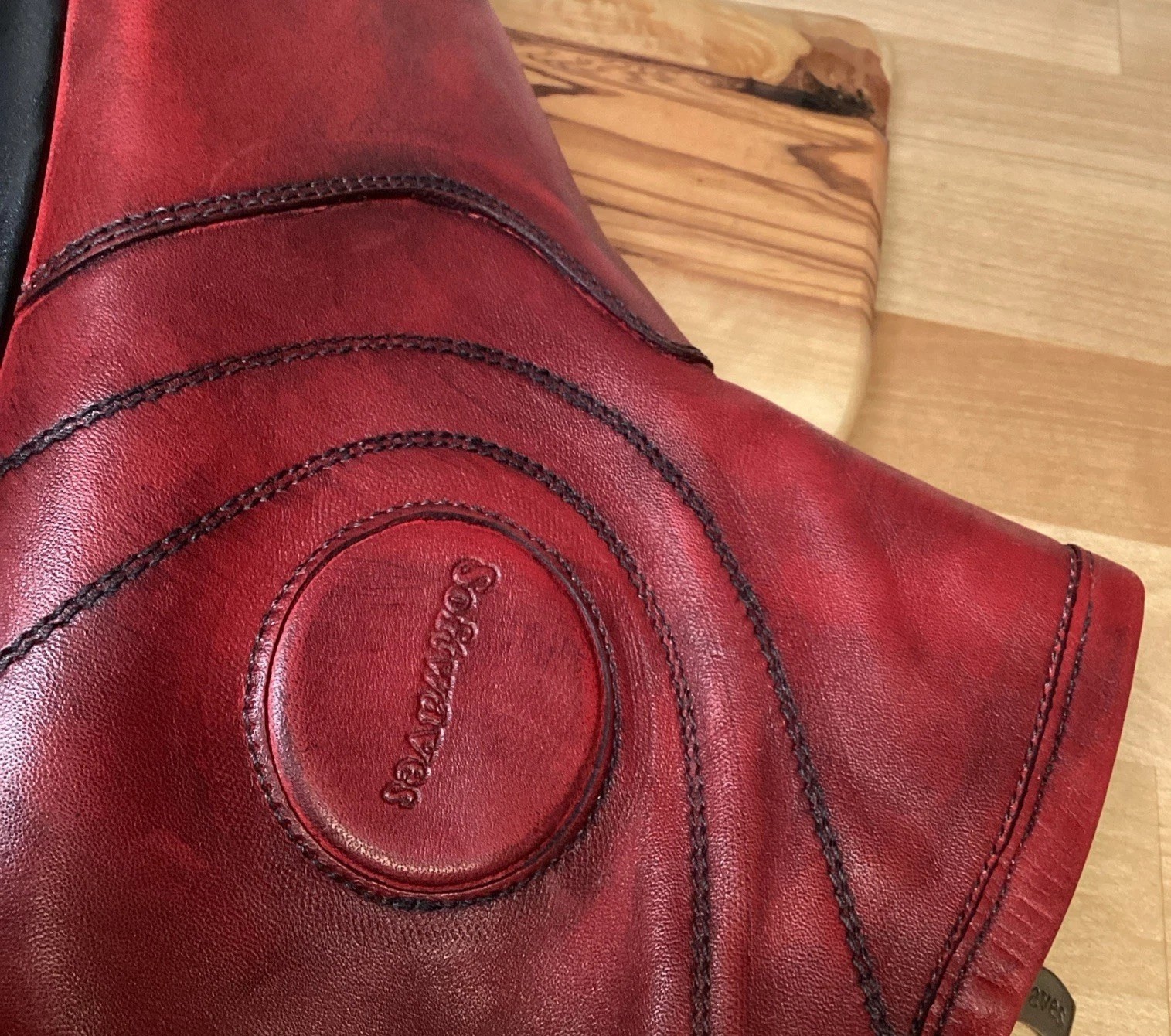 Softwaves Womens Red Leather Ankle Boots Booties Zip Zip Comfort Flat Shoes 7.5
