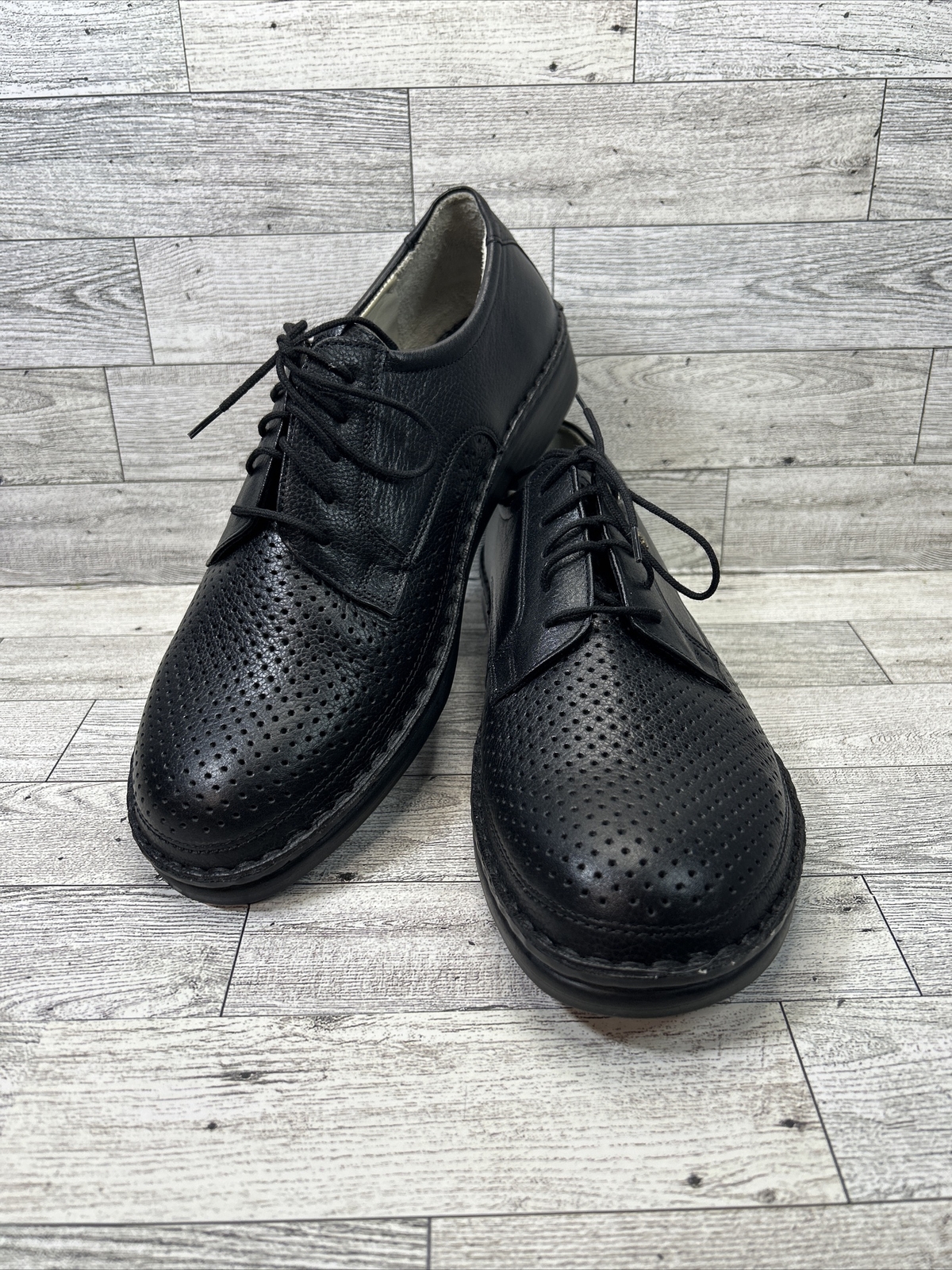 Finn Comfort Made in Germany Men’s Size 7.5 Black Leather Oxford Dress Shoes