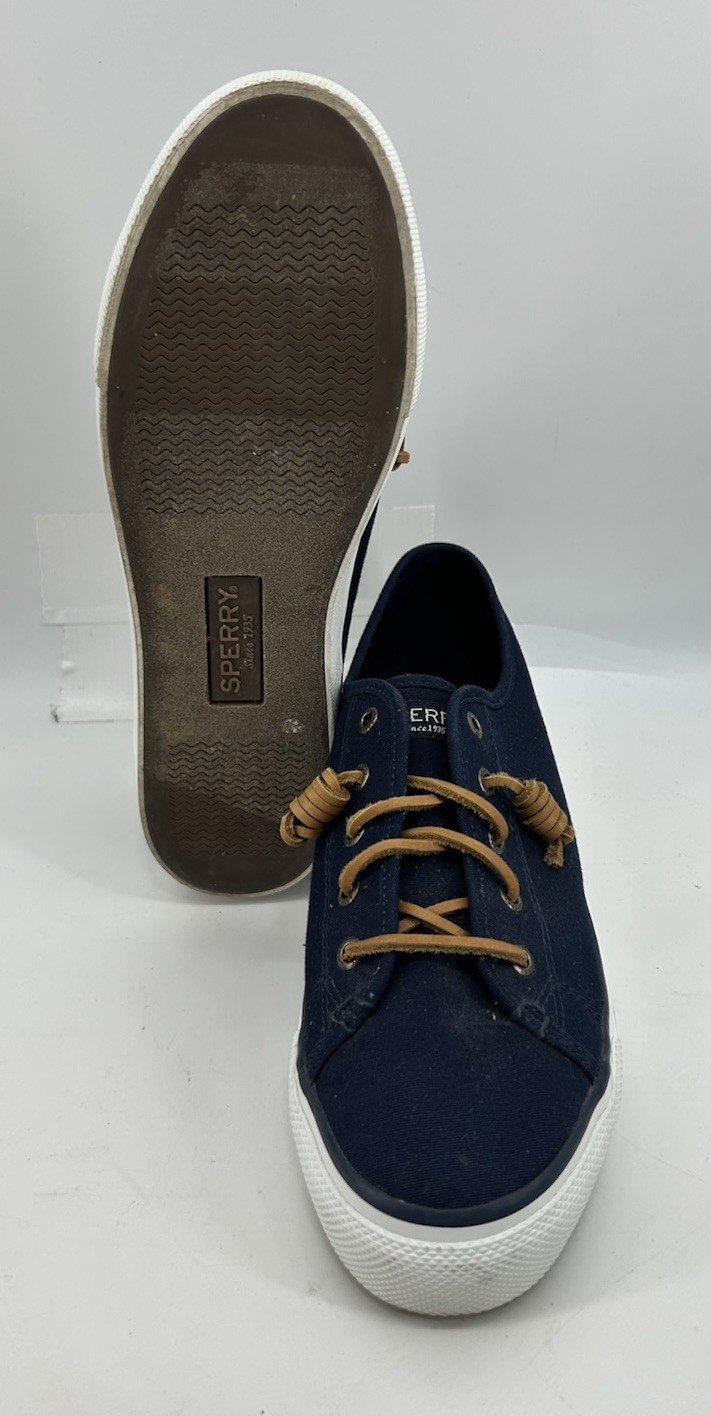 Sperry Top Sider Seacoast Navy Blue Canvas Sneaker STS99185 Women’s 8.5M
