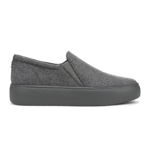 NEW VIONIC Ellen Platform Slip On Sneaker, Dark Grey Wool Flannel