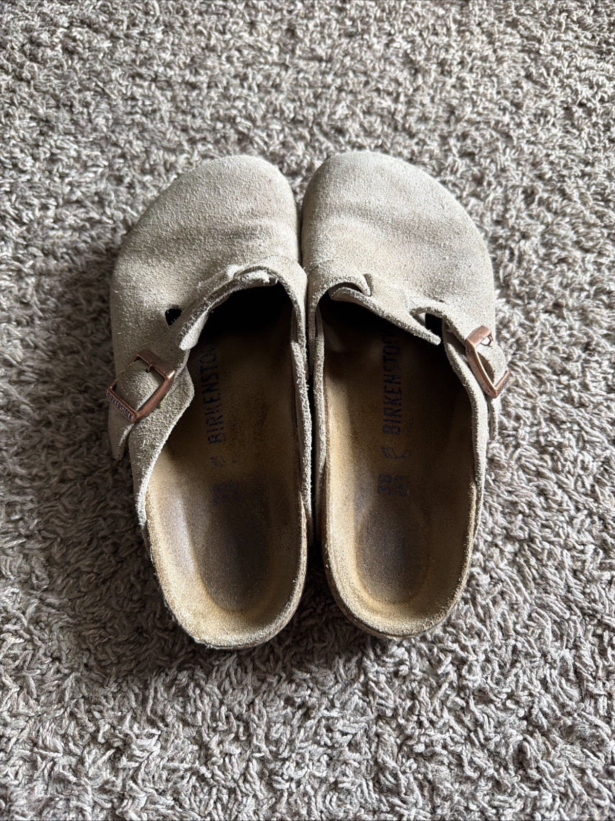 Birkenstock EU 38 Boston Taupe Suede Clog Size Women’s 7-7.5