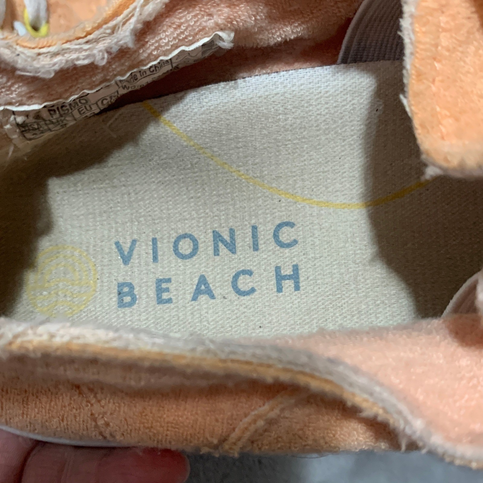 Vionic Beach Pismo Apricot Orange Terry Cloth Casual Sneakers Womens 11