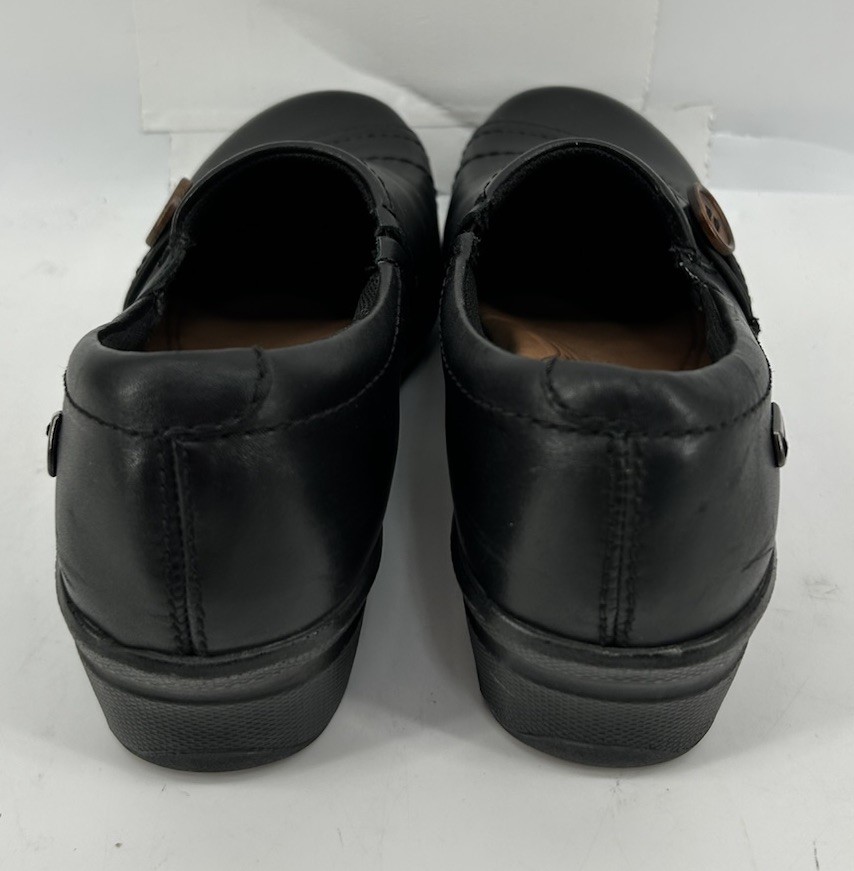Keen Mora Button Black Leather Loafers Slip On Women’s Size 5
