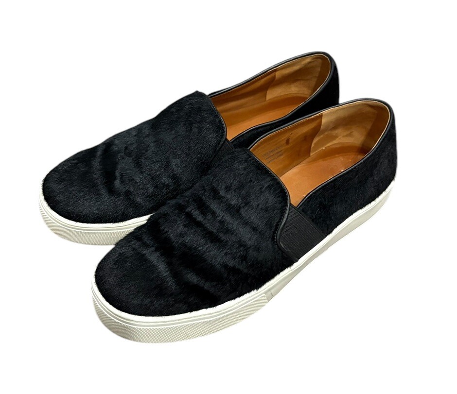 Vince Berlin Pony Hair Calf Leather Slip On Sneakers Black Size 6.5