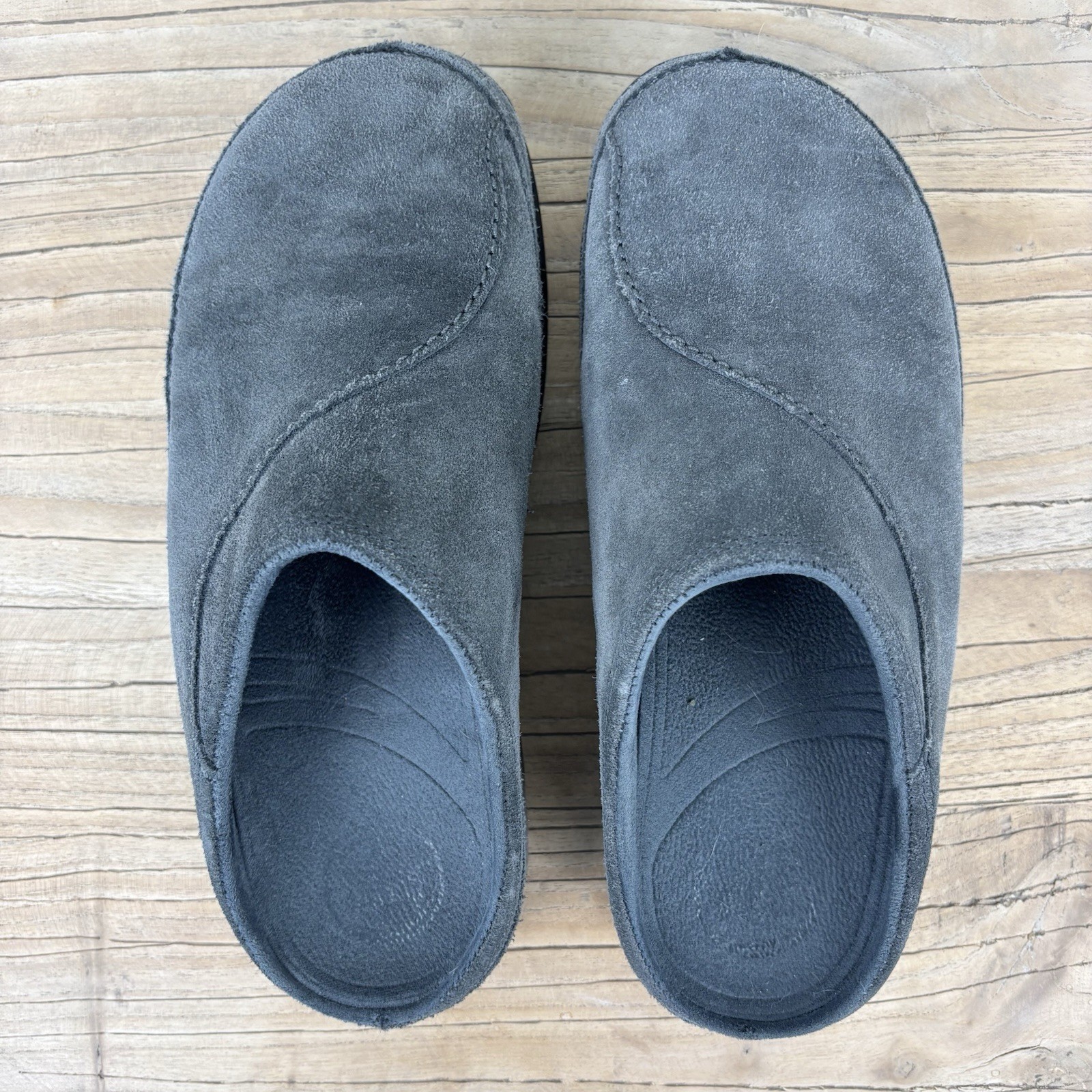 FitFlop Clogs Womens 8 Suede Slip On Mules Shoe Gray Walking Work Out Comfort
