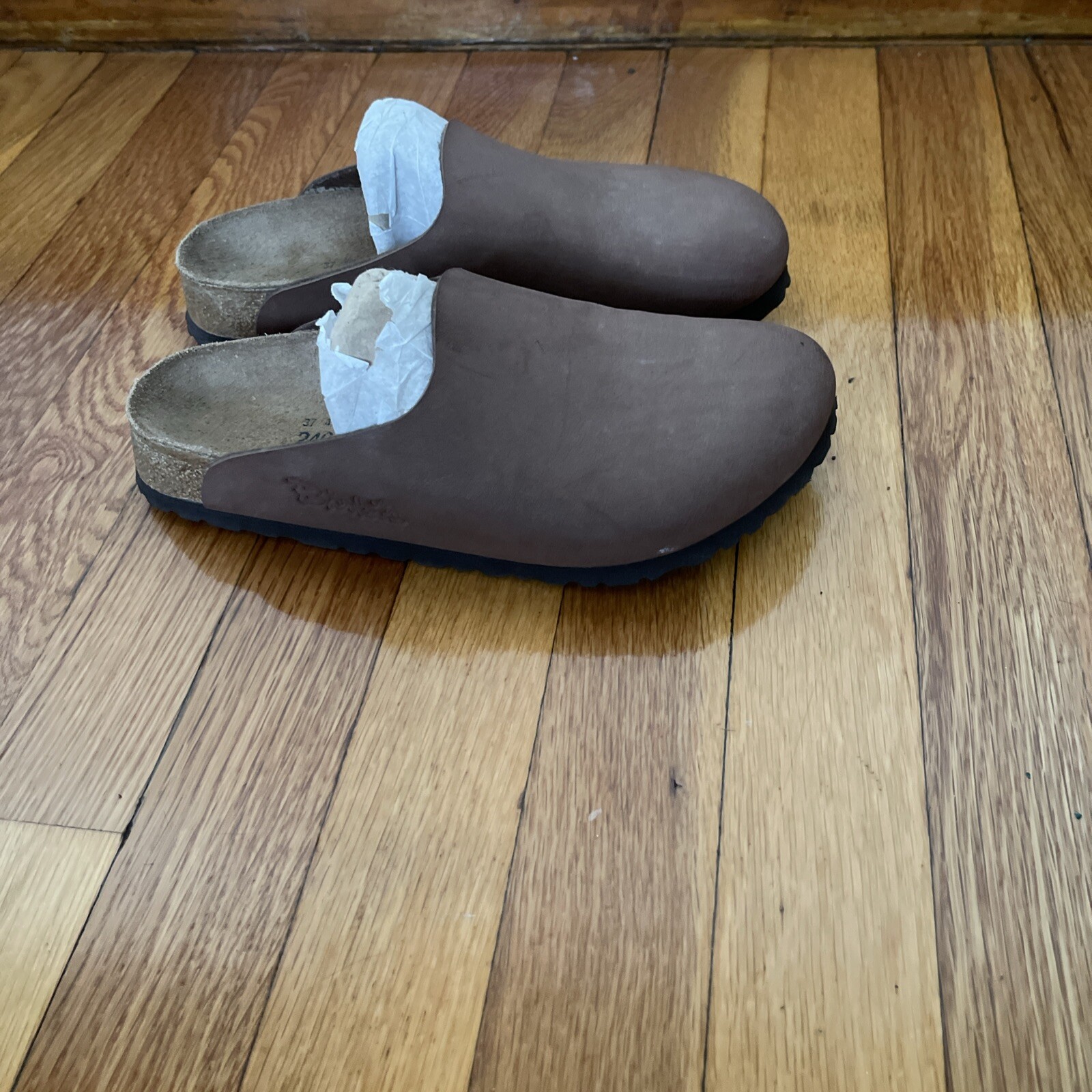 Birkenstock Birkis Womens Brown Leather Amsterdam Clogs Slip On Shoes Sz 6 /37