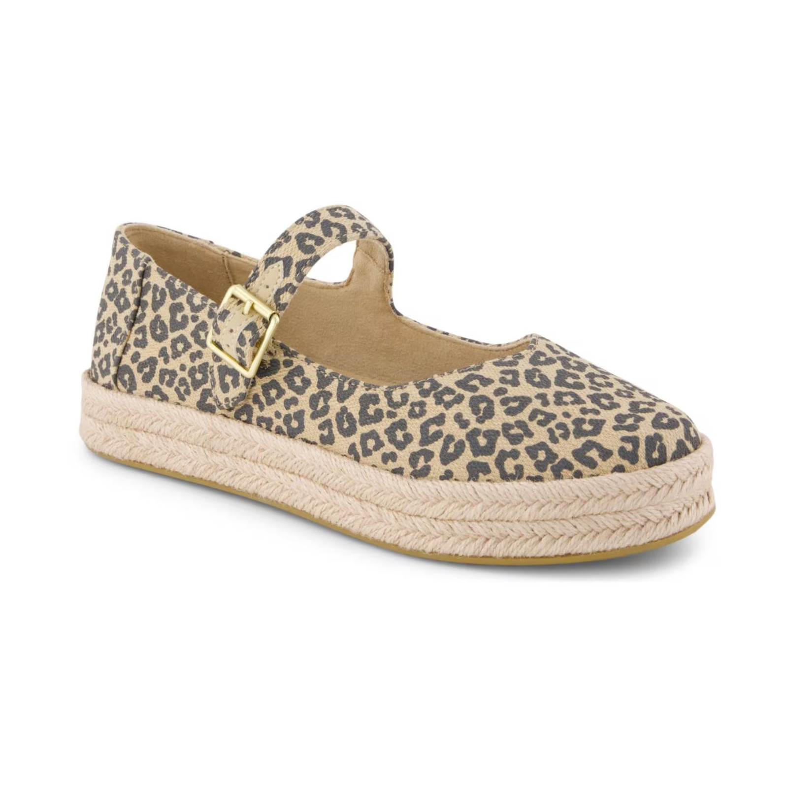 Women’s Carolina Espadrille Mary Jane Flats Oatmeal Small Leopard Spots SZ 6.5