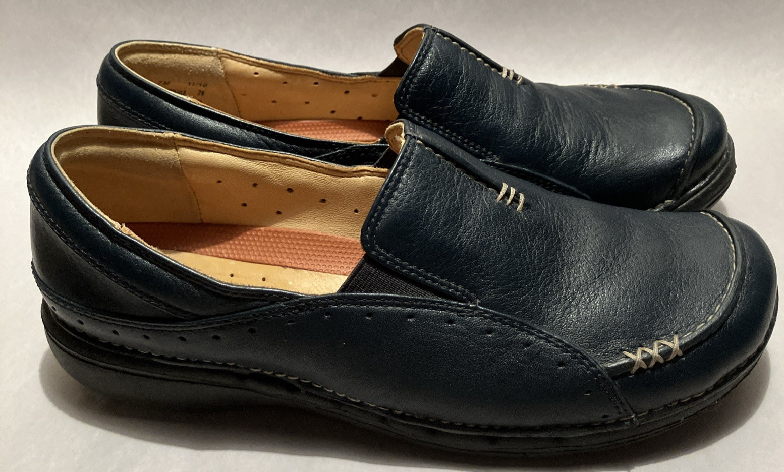 Clarks Unstructured Un Heard Womens 7M Blue Leather Cushioned Comfort Loafers