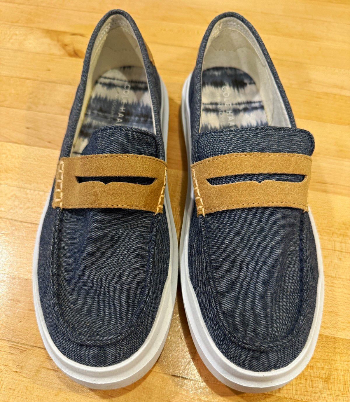 Cole Haan Grand GP RLY Canvas Loafer Slip-On Blue/Brown Women’s US 9