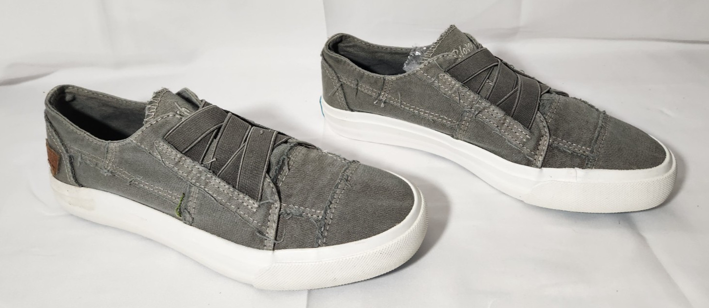 NEW Blowfish Malibu Marley Grey Distressed Canvas Slip Sneakers Women’s Size 8