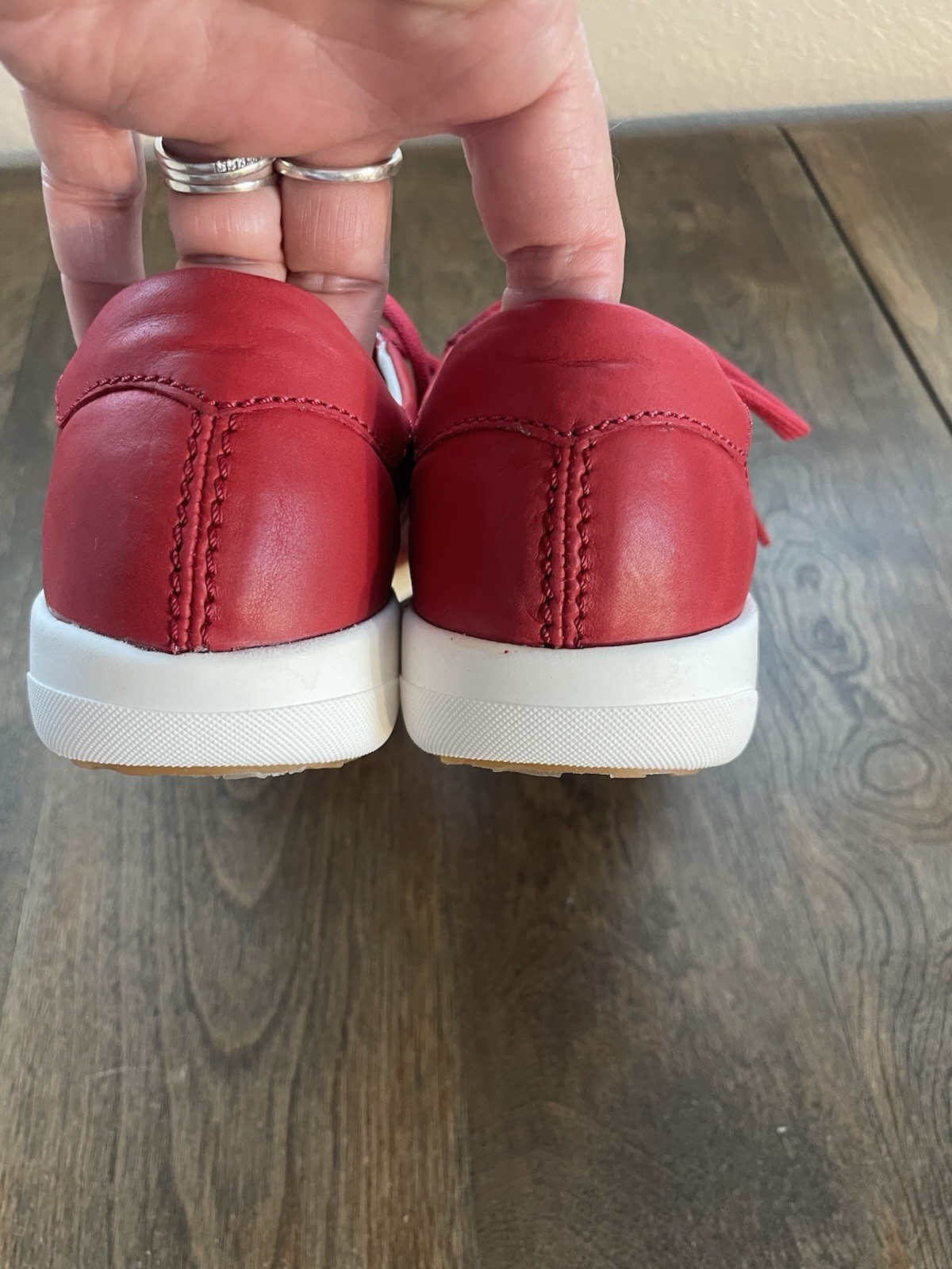 Josef Seibel Sina 11 Red Sleek Leather Sneakers Shoes Lace Up US 6-6.5 EU 37