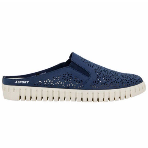 NWT JSPORT by Jambu Ladies’ Floral Mule Easy Slip Comfy Contoured Navy Size 9