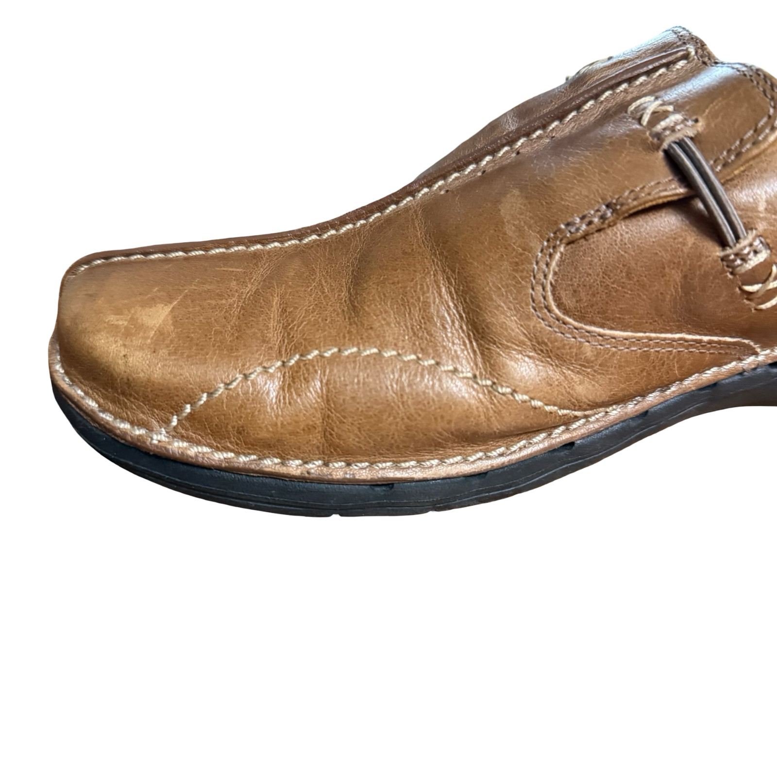 Clarks Unstructured Un Loop Tan Slip On Leather Loafers Comfort Shoes Flats 8 W