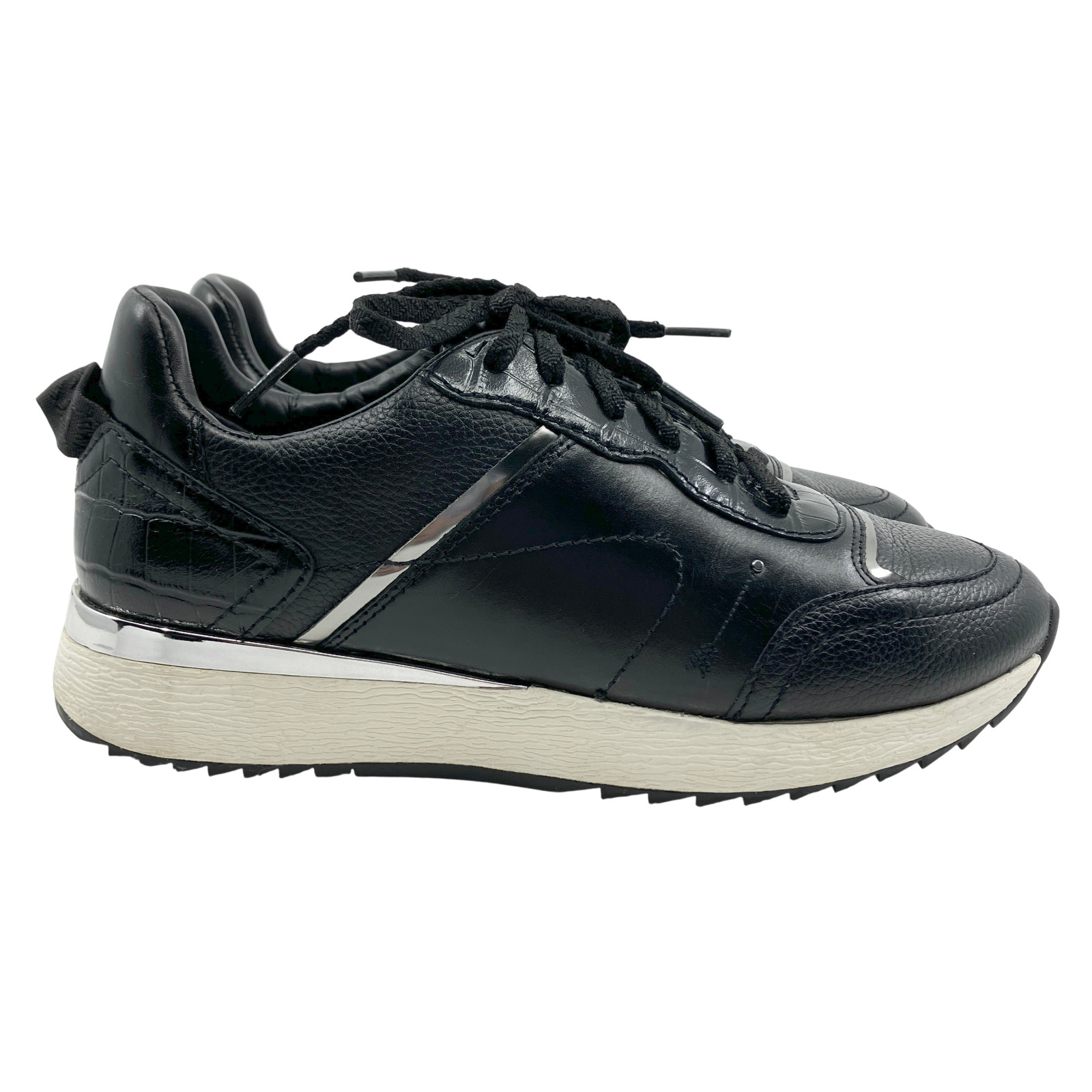 Frankie4 Black Steel Leather Brooklyn Sneakers Size 7.5