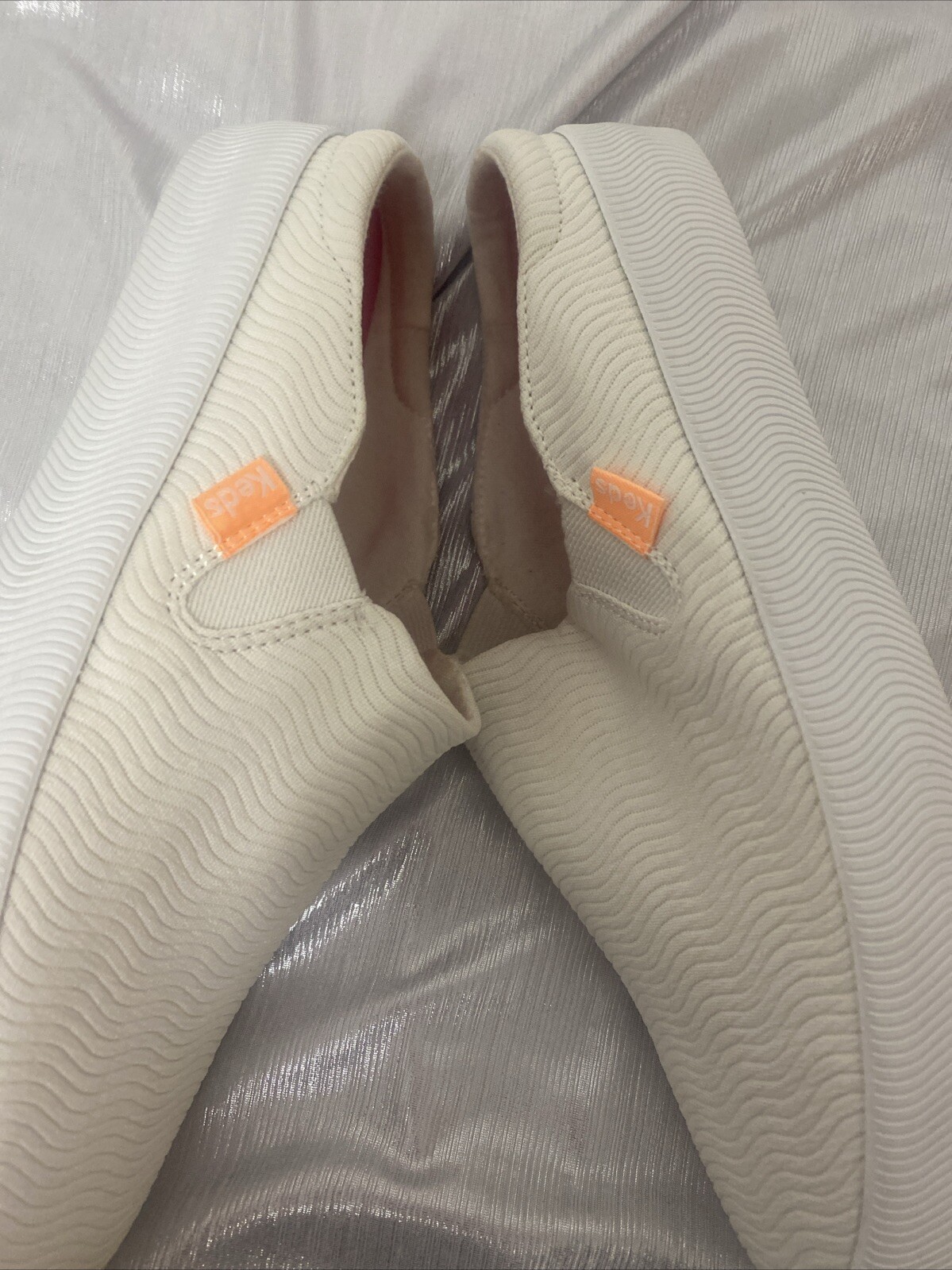 Keds Softerra Size 7.5 White Swirly Pattern Mule Tennis Shoe See Note