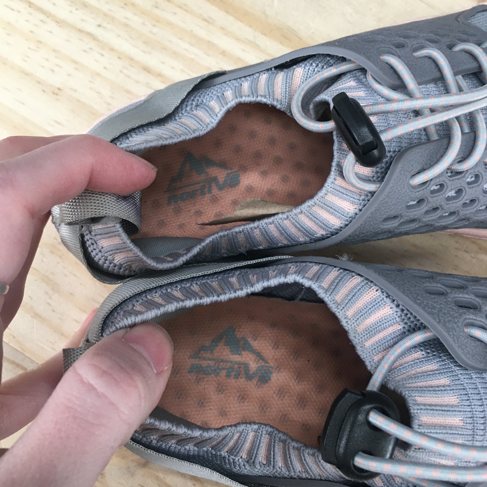 Nortiv 8 Shoes Womens 6.5 Treklady 2 Sporty Adjustable Water Sneakers Gray Mesh