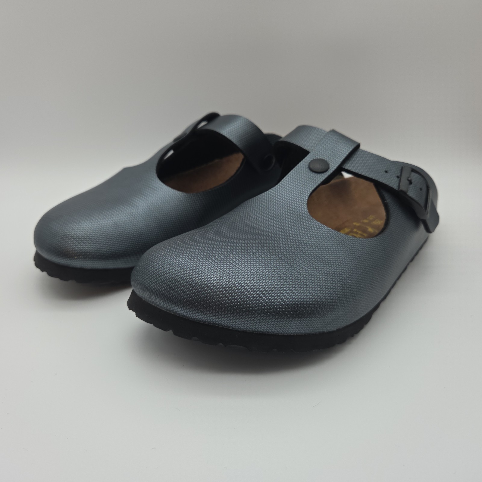 Birkenstock Papillio Bern Clogs Mary Jane Gunmetal Blue Gray Textured EU 41 L10