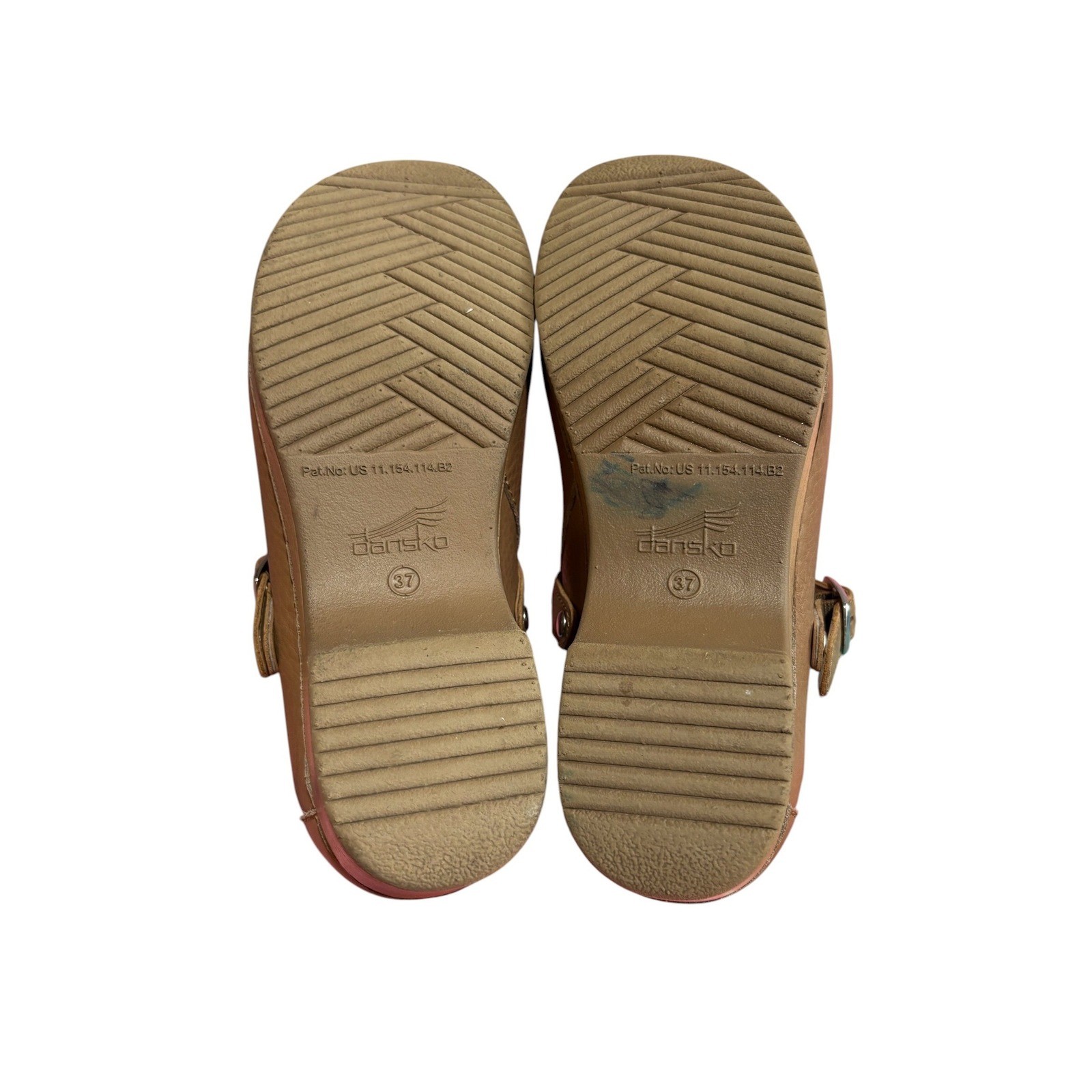 Dansko Clog Mules Women 37 Tan Leather Studded Buckle Shoes Pebbled Convertible