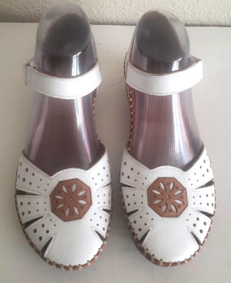 VENUS SAGE Wome’s Strap White Leather Shoes Size-9/39