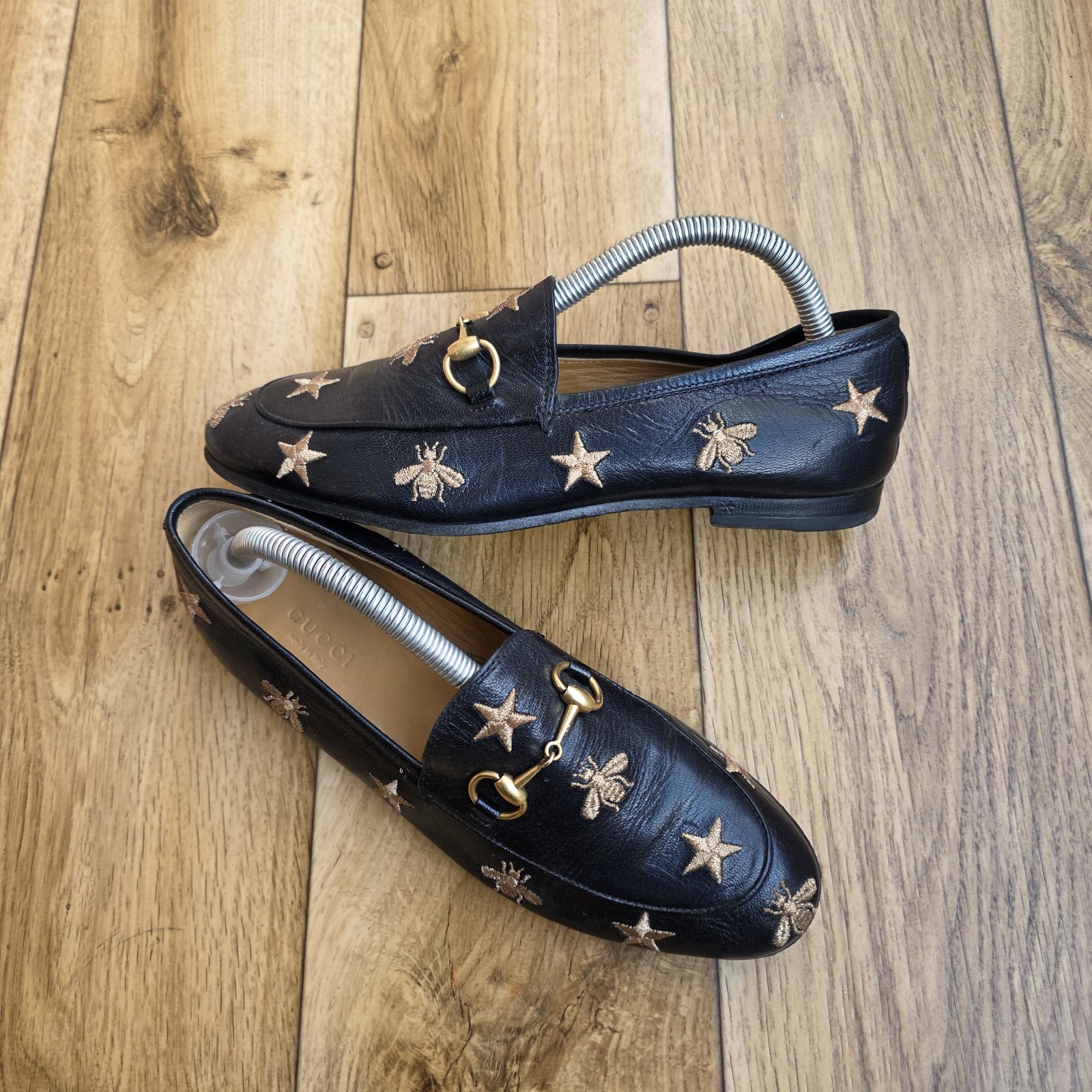 GUCCI HORSEBIT BEE JORDAAN LEATHER LOAFERS SIZE 36 EU, 5.5 US, 3 UK