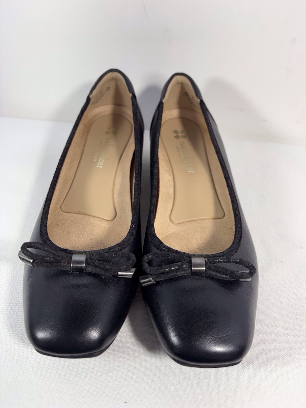 Naturalizer N5 Comfort DOVE Black Leather Ballet Mini Wedges 7.5 M