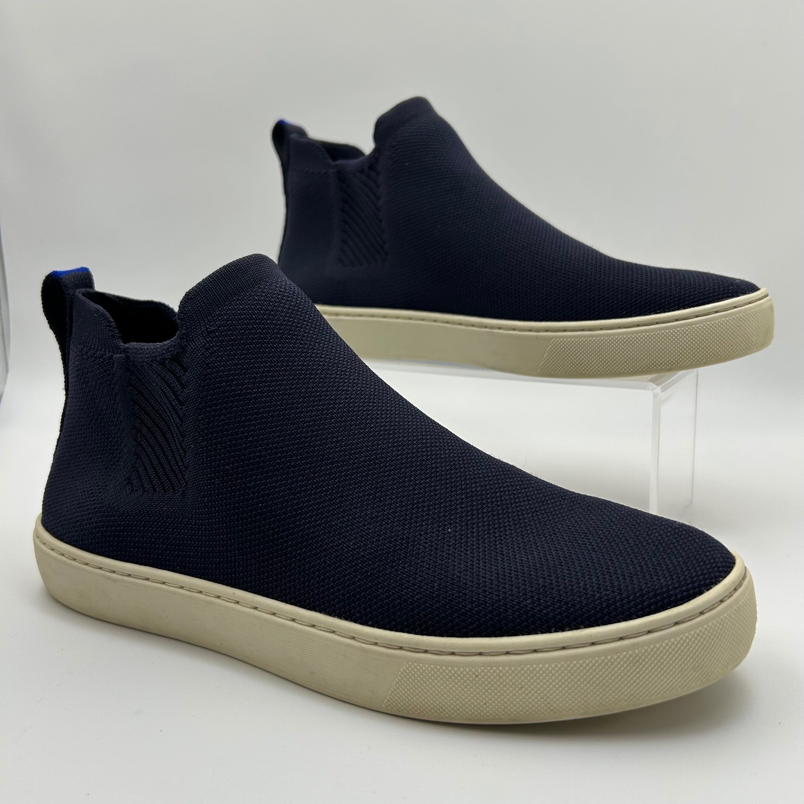 Rothy’s Chelsea Sneaker Women 9 Navy Blue Knit Slip On Sustainable Casual Comfor