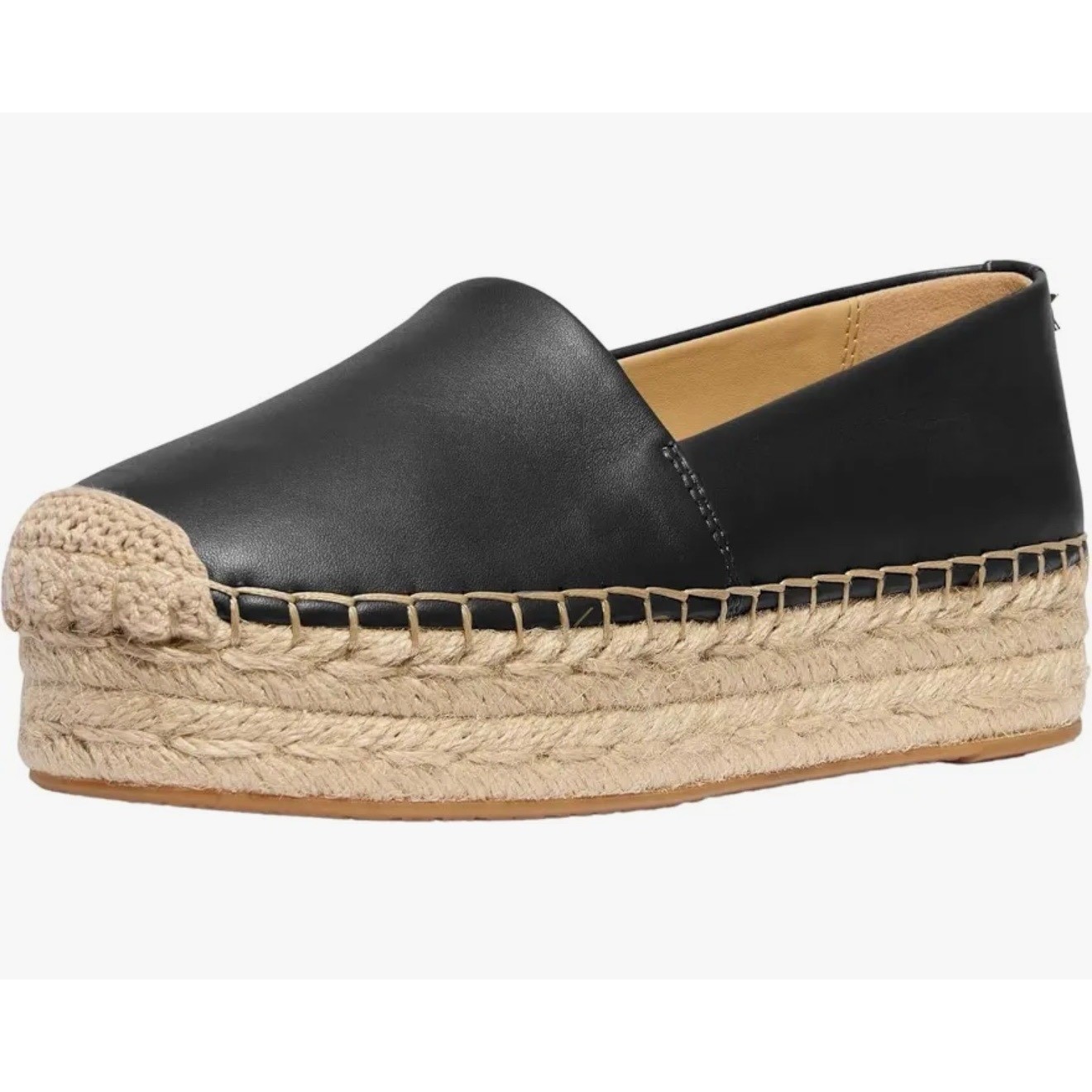 Michael Kors Black Leather Platform Chic Minimalist Espadrille Luxury Women’s 9