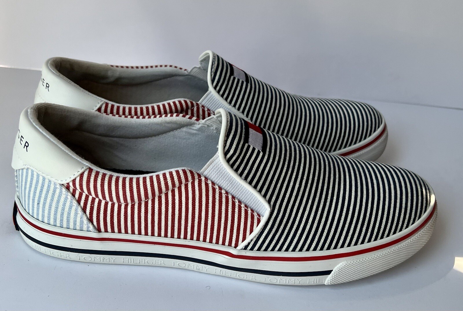 Tommy Hilfiger Women’s Fashion Sneaker Red/Blue Stripe 8.5