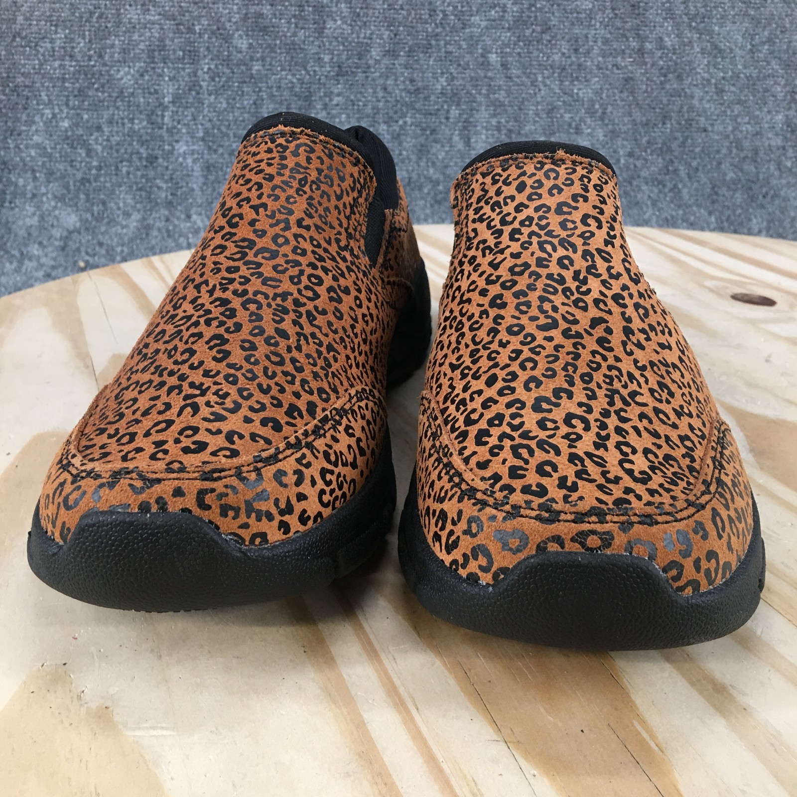 Lands End Shoes Womens 6 B Slip On Brown Leopard Print Comfort Casual Low Top