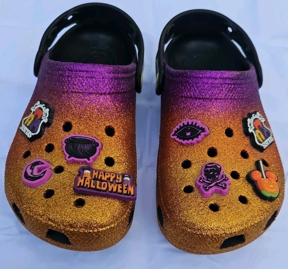 CROCS DISNEY HOCUS POCUS Glitter Classic Halloween Clogs Jibbitz M4 W6