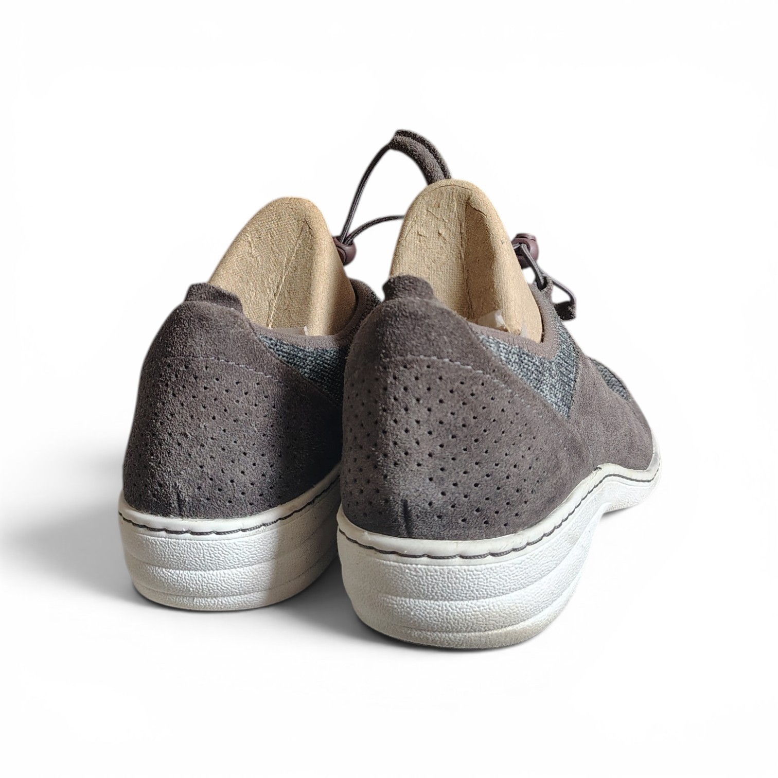 Aetrex Women’s Casey Orthotic Leather Stretchy Knit Bungee Sneakers Size 10.5-11