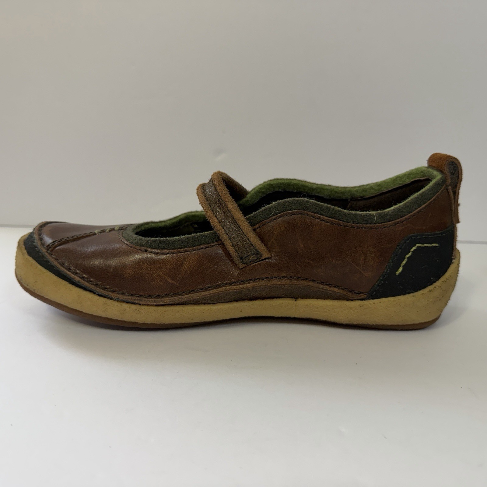 Merrell Womens Paris Saddle Mary Jane Brown Leather Crepe Sole Shoes Size 7
