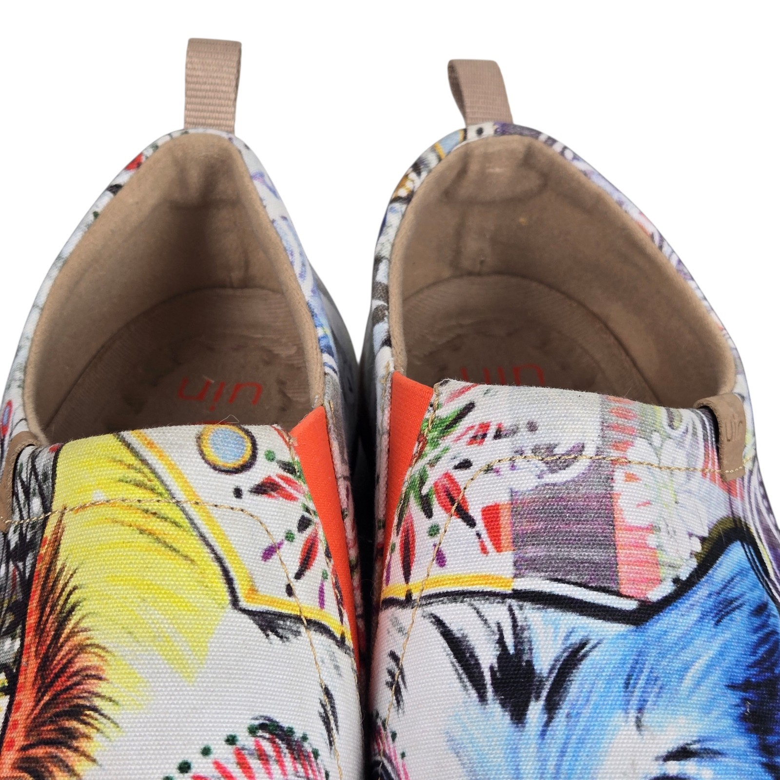 UIN Toledo Kitty Cat Slip On Shoes Sz 7 Canvas Art Abstract Multicolor W0101055