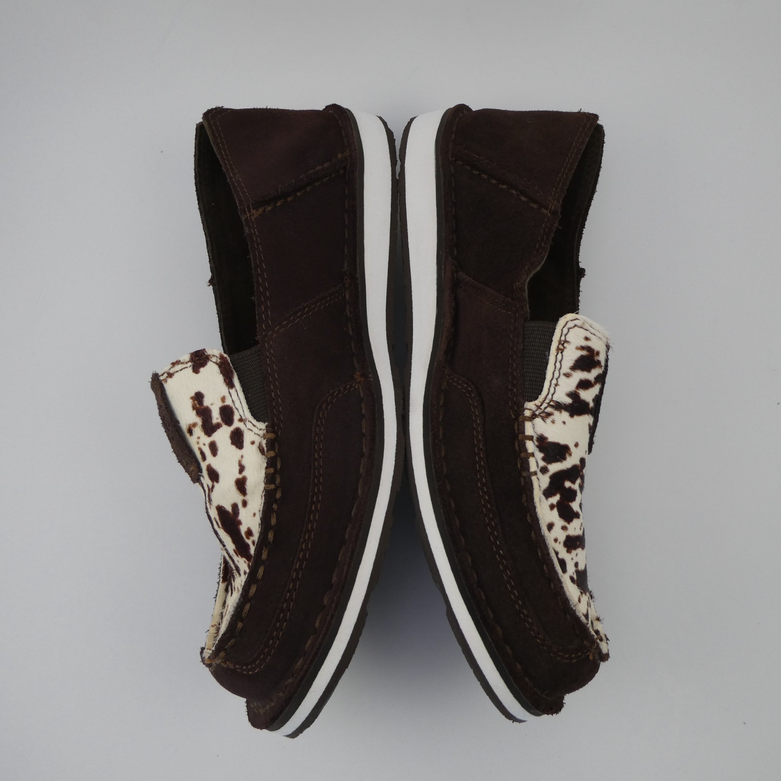 Ariat Cruiser Boat Shoe Leather Loafer Chocolate Chip Suede/Spotted Hair US: 7.5