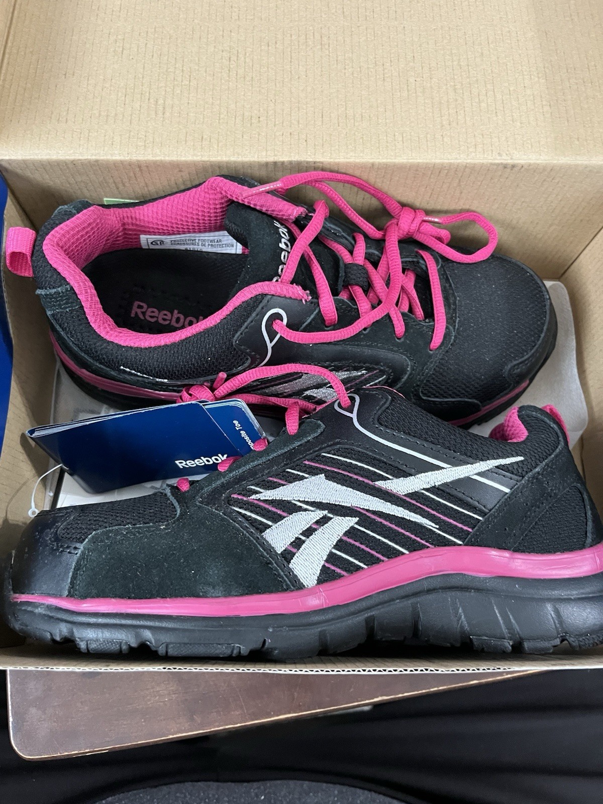 Reebok Work ANOMAR Safety Composite Toe Shoe Women’s 6.5 RB454 Black Pink NIB