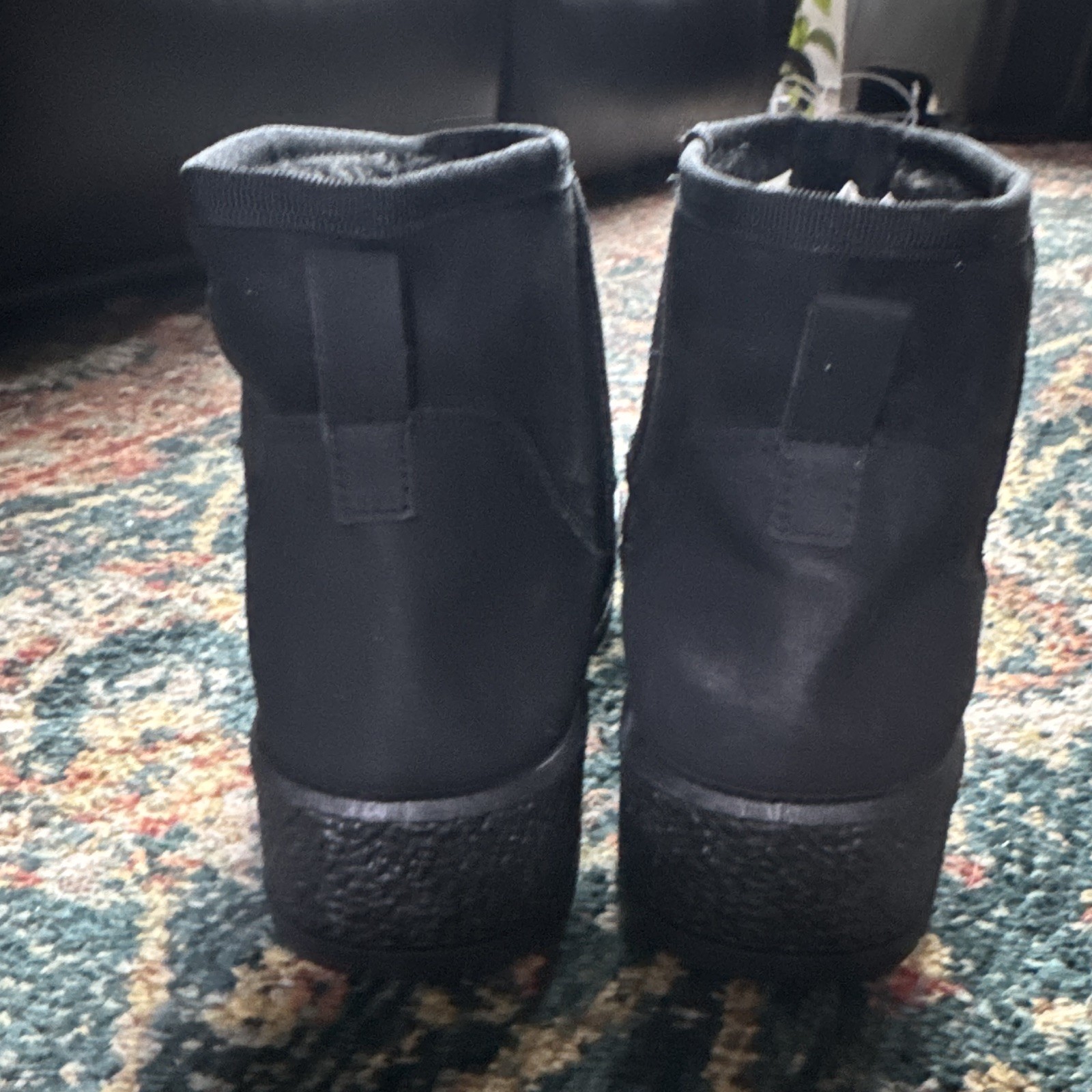 Women’s Black Faux Suede Slip-On Ankle Bootie Flat Rubber Sole Size 11