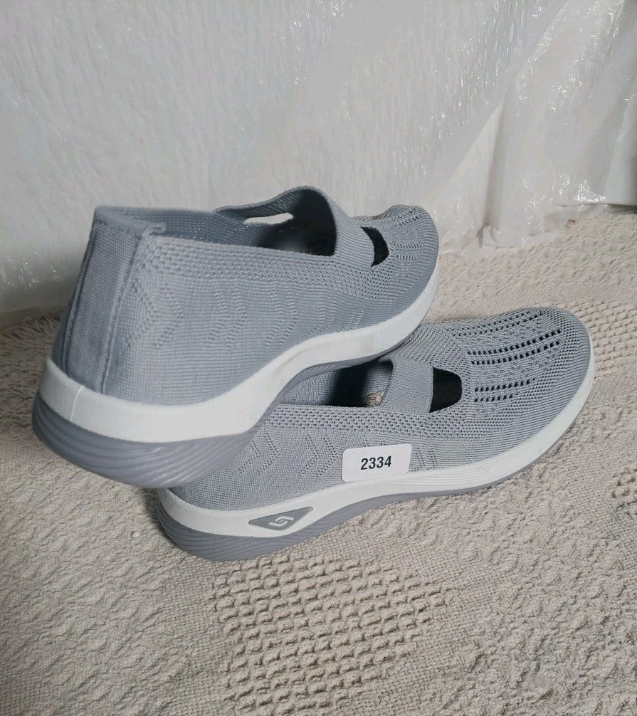 Womens Slip On Shoes Mesh Light Gray EU 42 Womens 9 Walking Cruise Beach Casual