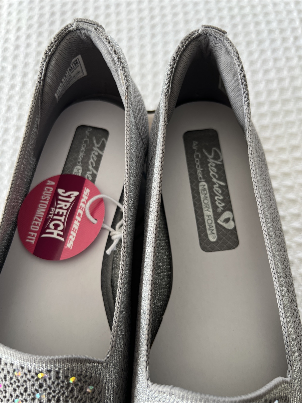 Skechers Cleo Square Toe Recycled Vegan Rhinestone Loafers Size 7 / 159002/Gray