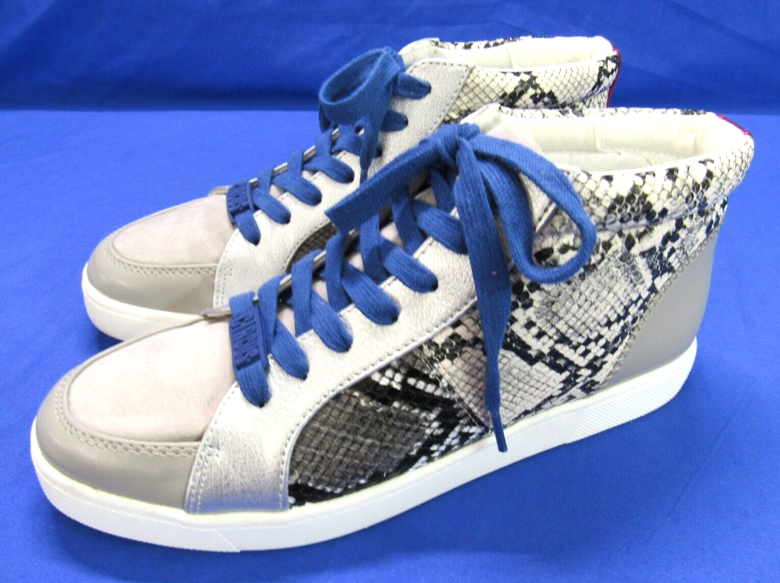 CIRCUS Sam Edelman DESZI Gray SNAKE PRINT Lace-Up MID-TOP Fashion Sneakers Sz 8M