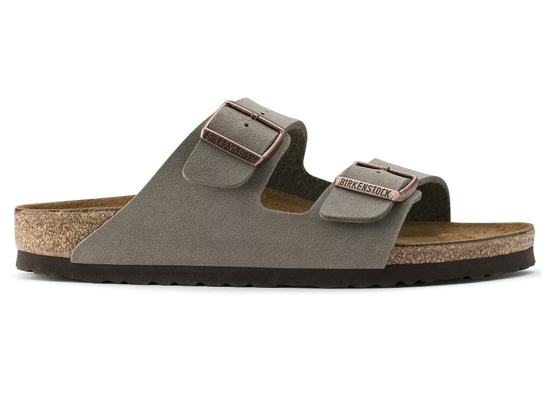 Birkenstock Arizona Birkibuc Leather in Stone Two-Strap Unisex Comfort Sandals