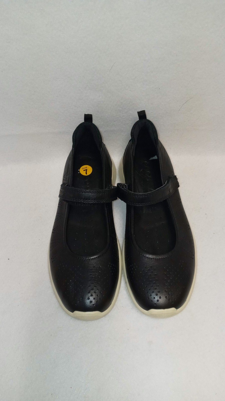 Ecco Black Leather Mary Jane Hook & Loop Shoes Size 37 / 7