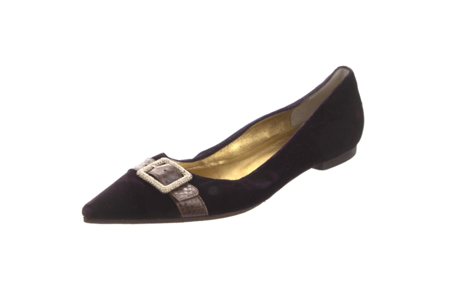 Dolce & Gabbana Purple Velvet Flats, Sz IT 37.5 US 6.5