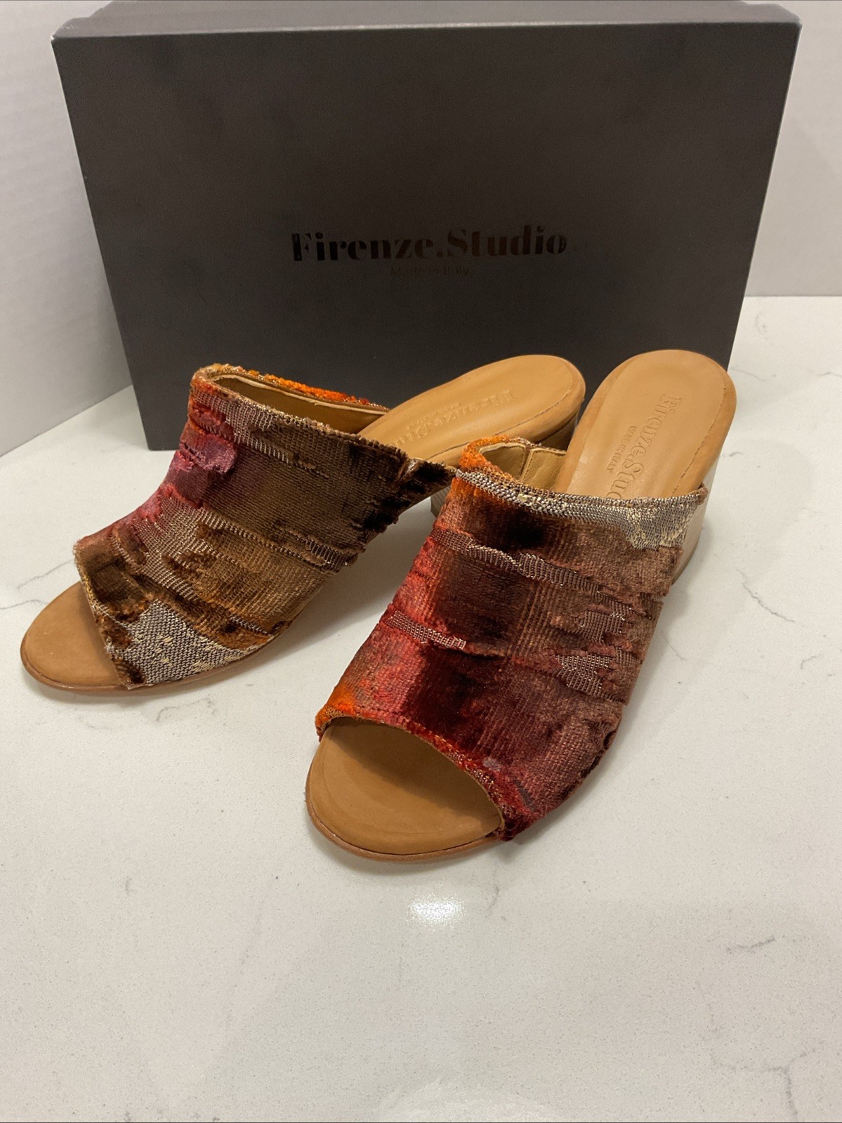 Firenze.Studio Garbo ombré velvet burnout slip-on mules- Size 7 US