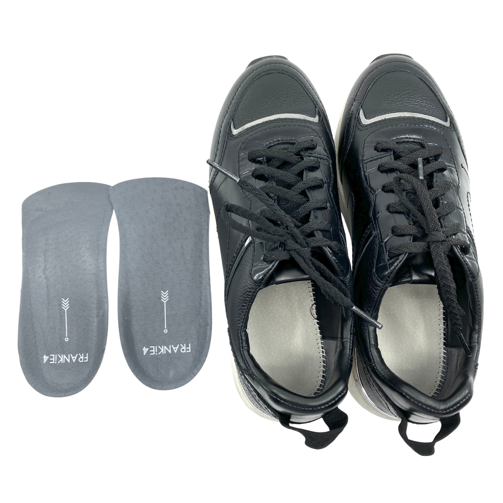 Frankie4 Black Steel Leather Brooklyn Sneakers Size 7.5