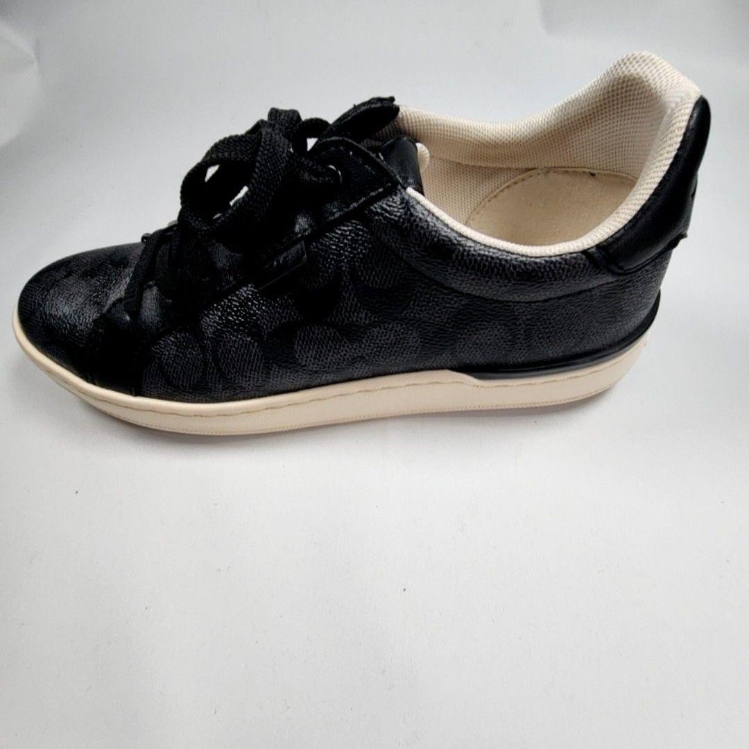 Coach Signature Shoes Womens Size 8.5 Black Casual Walking Sneakers Comfort