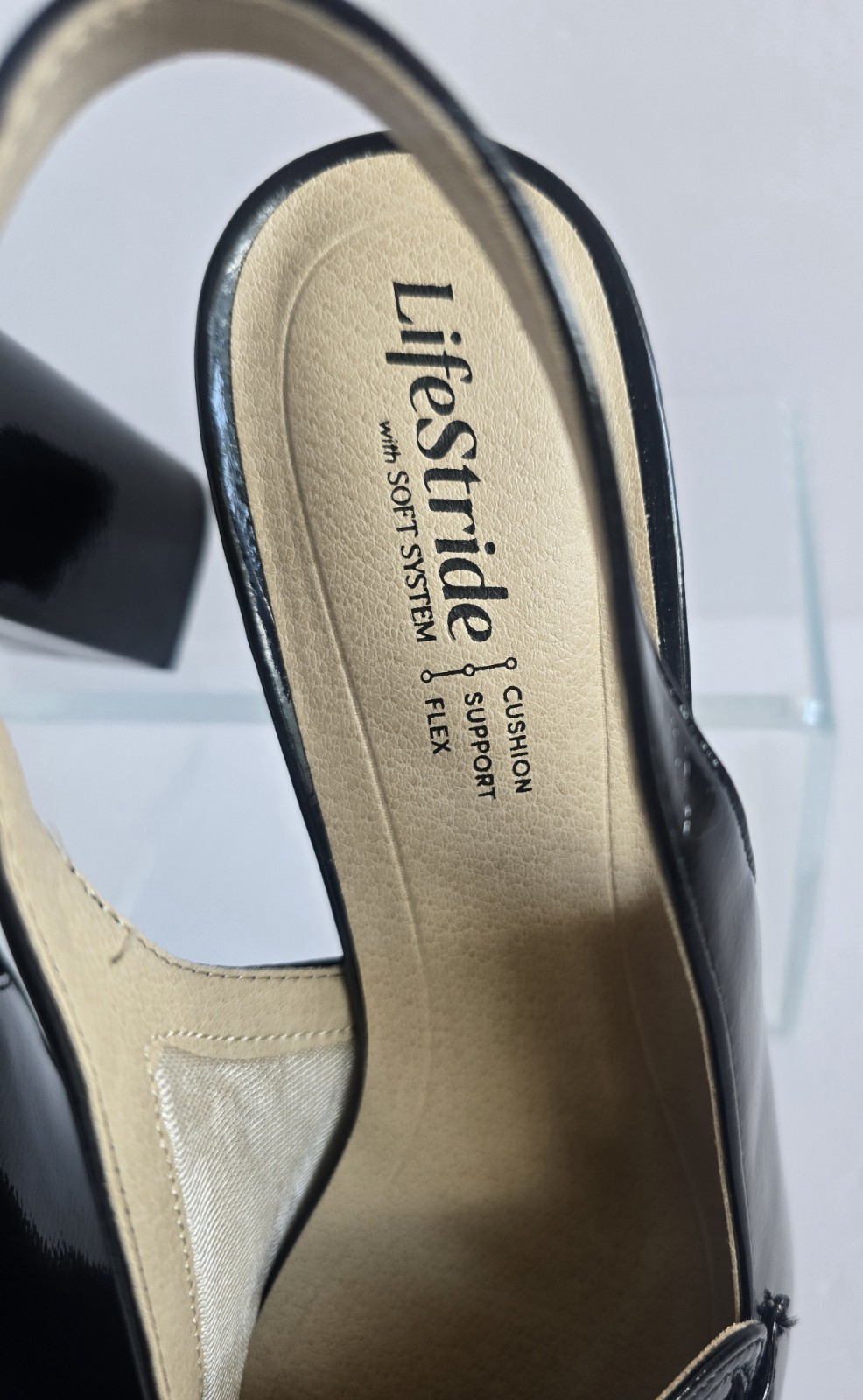 LifeStride Angel Pointed Toe Comfort Block Heel Slingback Pumps Size 7 Wide NIB